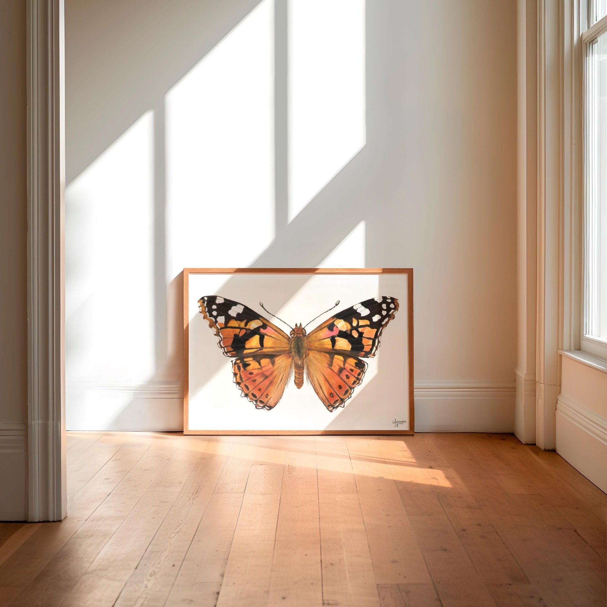 Painted Lady Butterfly Illustration - Minimalistic Nature Wall Decor - ArtByAlexandraNicole