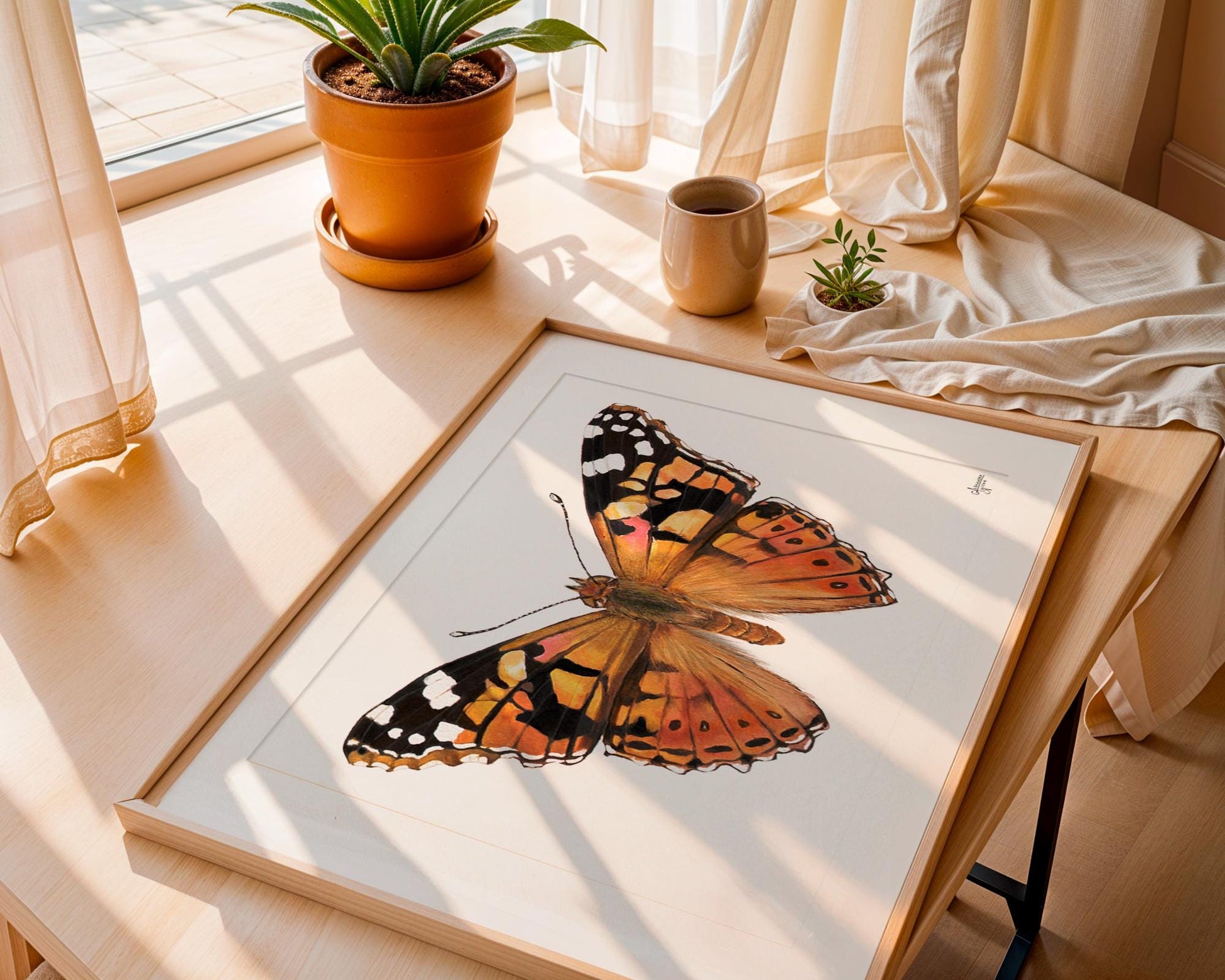 Painted Lady Butterfly Illustration - Minimalistic Nature Wall Decor - ArtByAlexandraNicole
