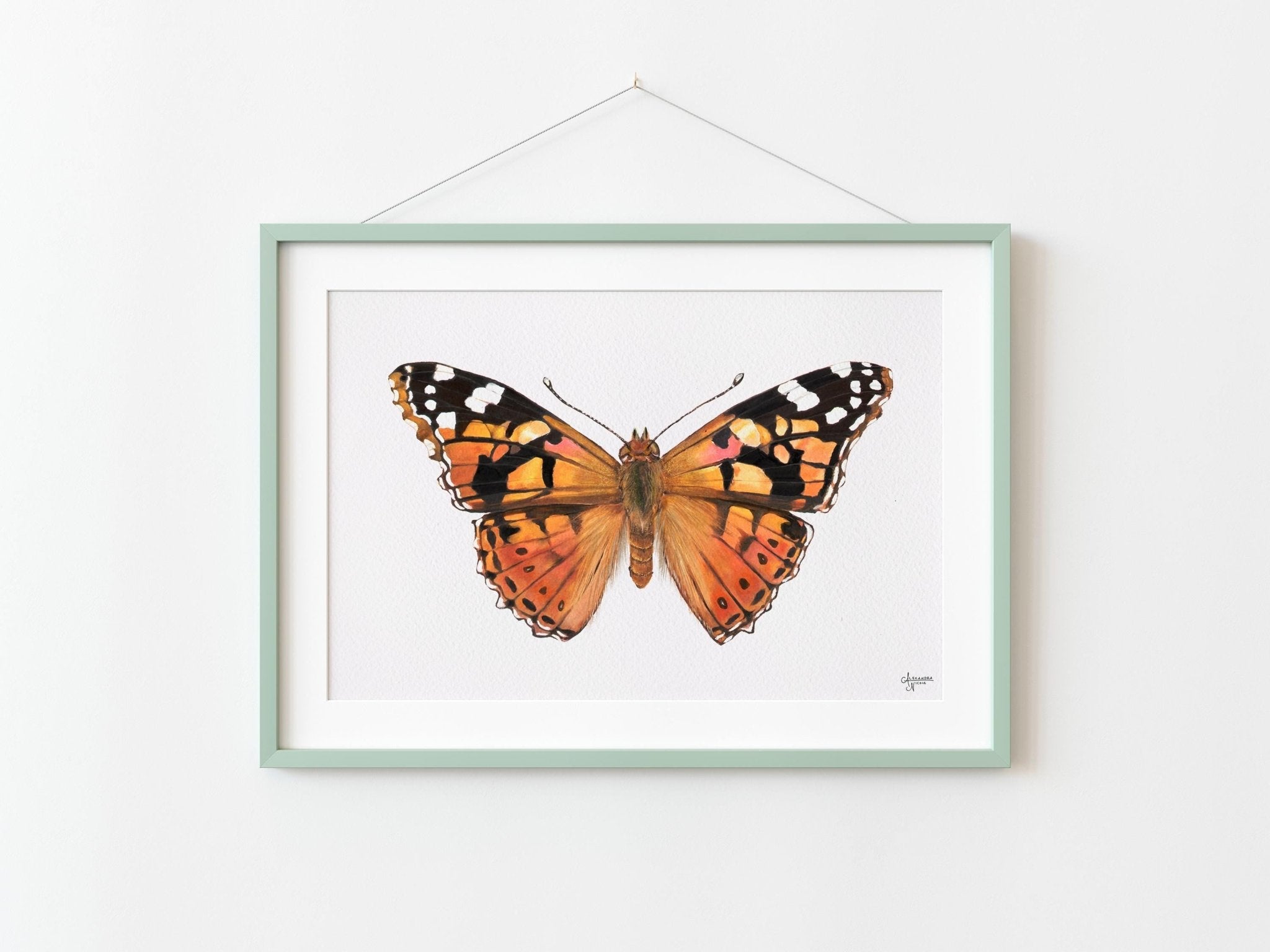 Painted Lady Butterfly Illustration - Minimalistic Nature Wall Decor - ArtByAlexandraNicole