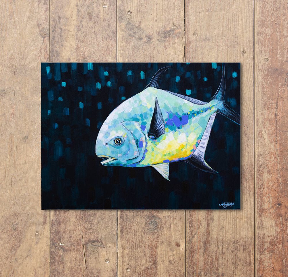 Permit Fish Print, Fly Fishing Art by Alexandra Nicole - ArtByAlexandraNicole