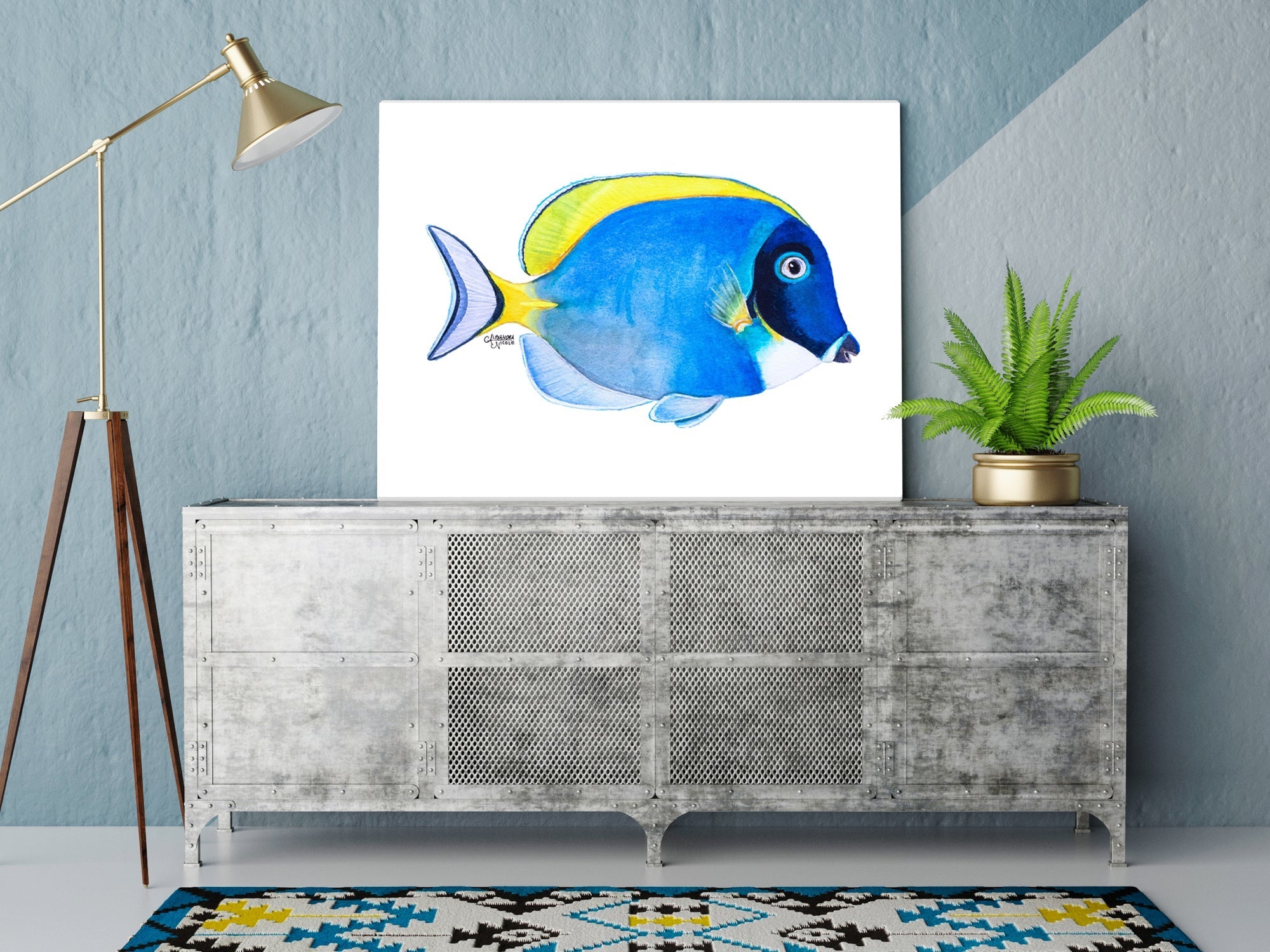 Powder Blue Tang Fish Art Print - ArtByAlexandraNicole