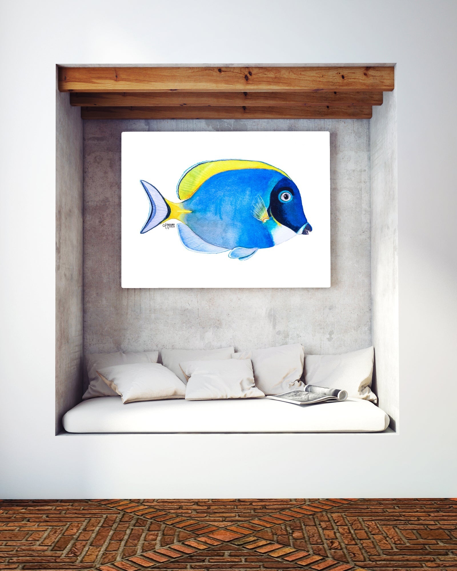 Powder Blue Tang Fish Art Print - ArtByAlexandraNicole