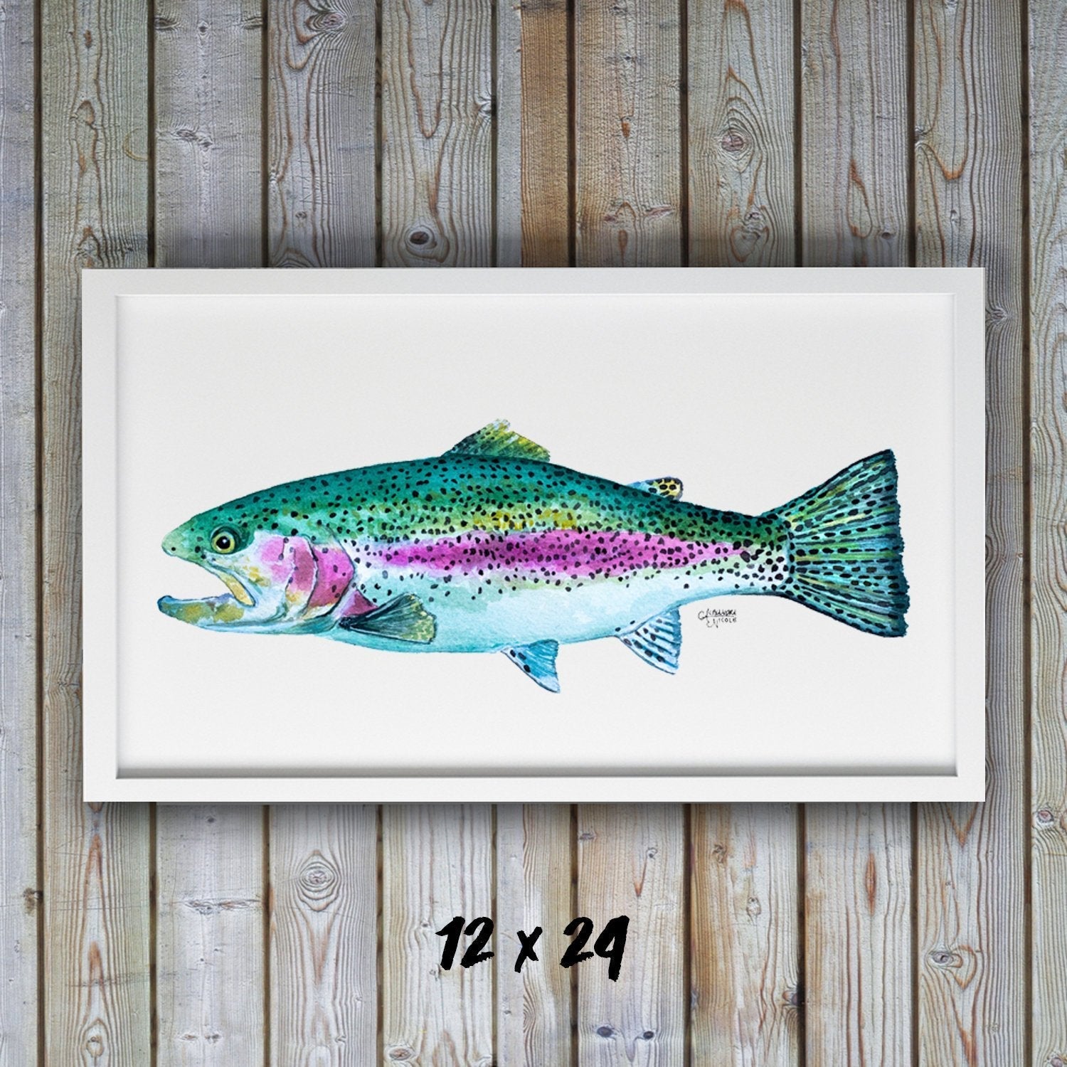 Rainbow Trout Watercolor Art Print - ArtByAlexandraNicole