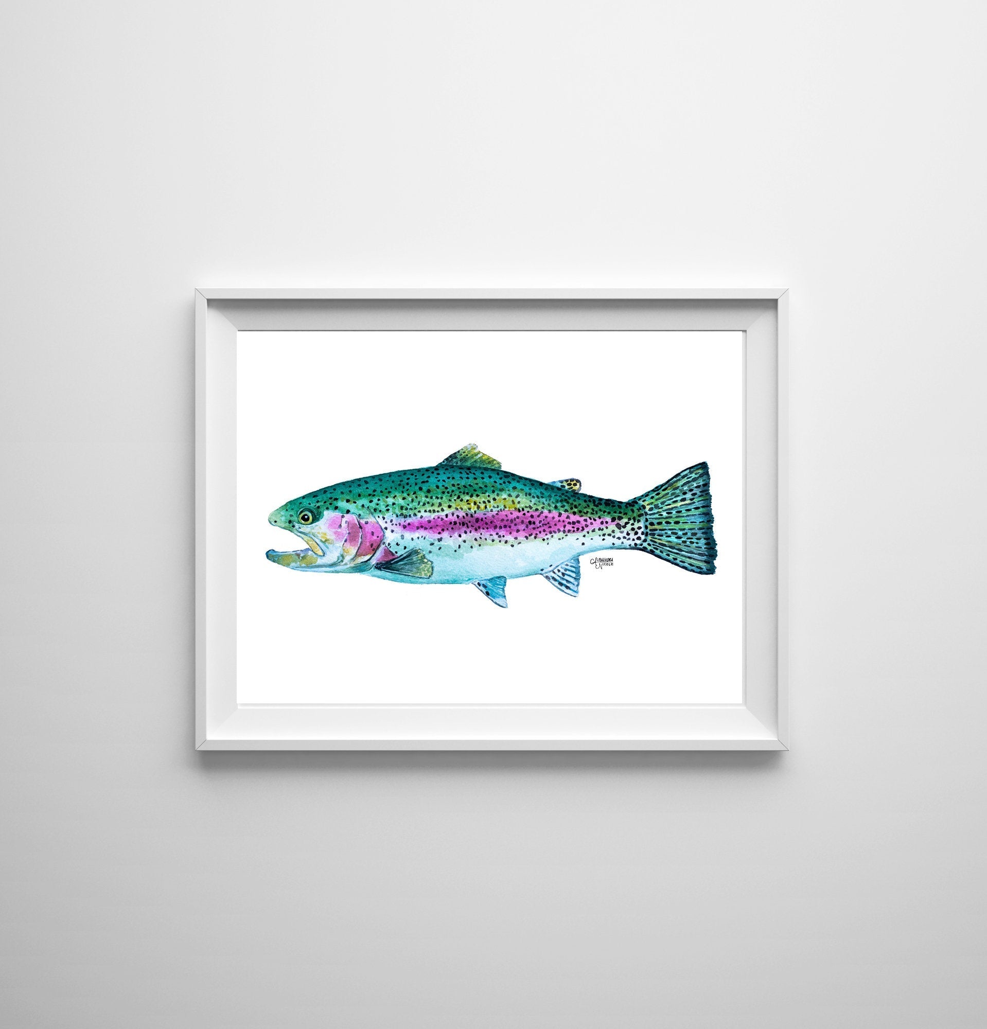 Rainbow Trout Watercolor Art Print - ArtByAlexandraNicole
