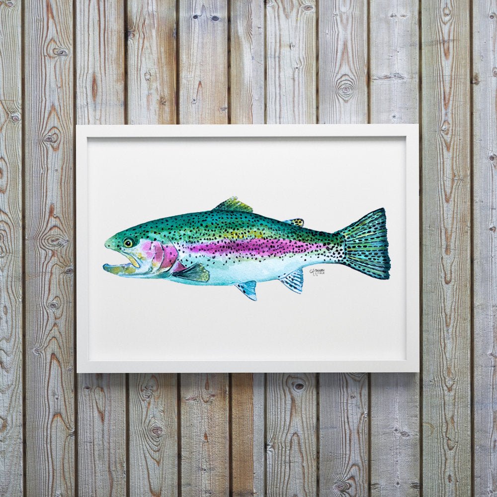 Rainbow Trout Watercolor Art Print - ArtByAlexandraNicole