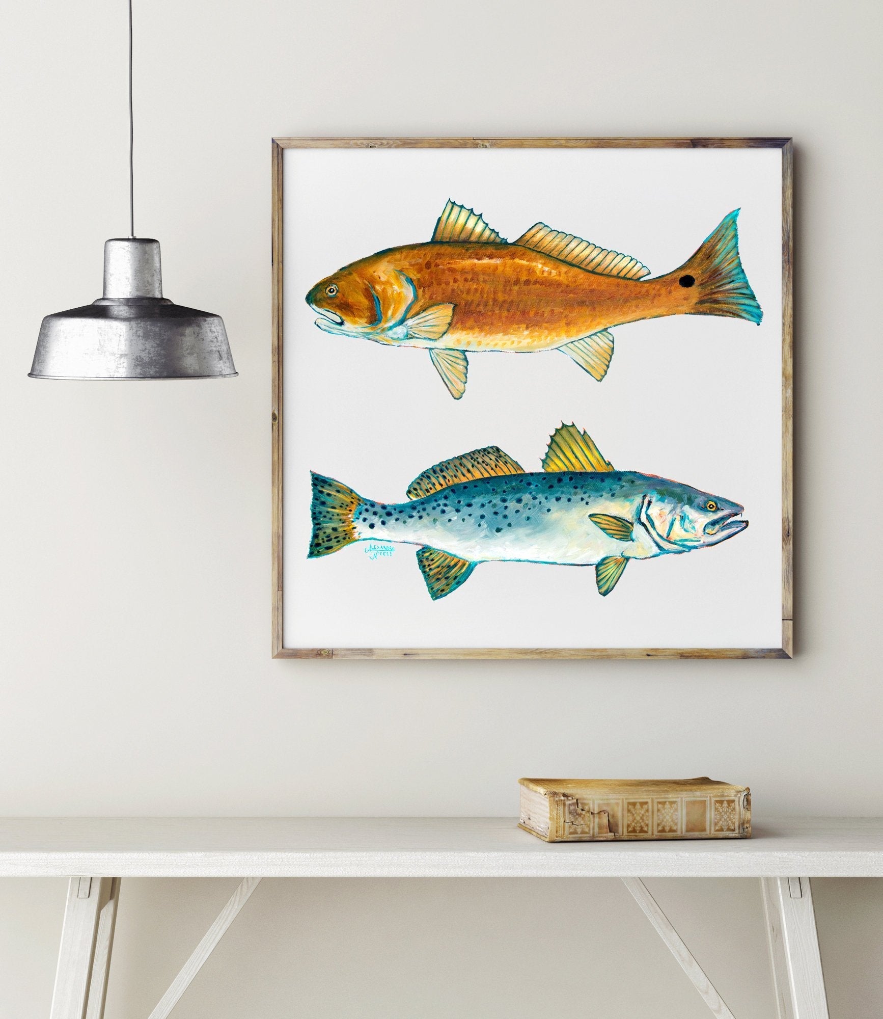 Red Drum Fish Print and Speckled Sea Trout Art Print - ArtByAlexandraNicole