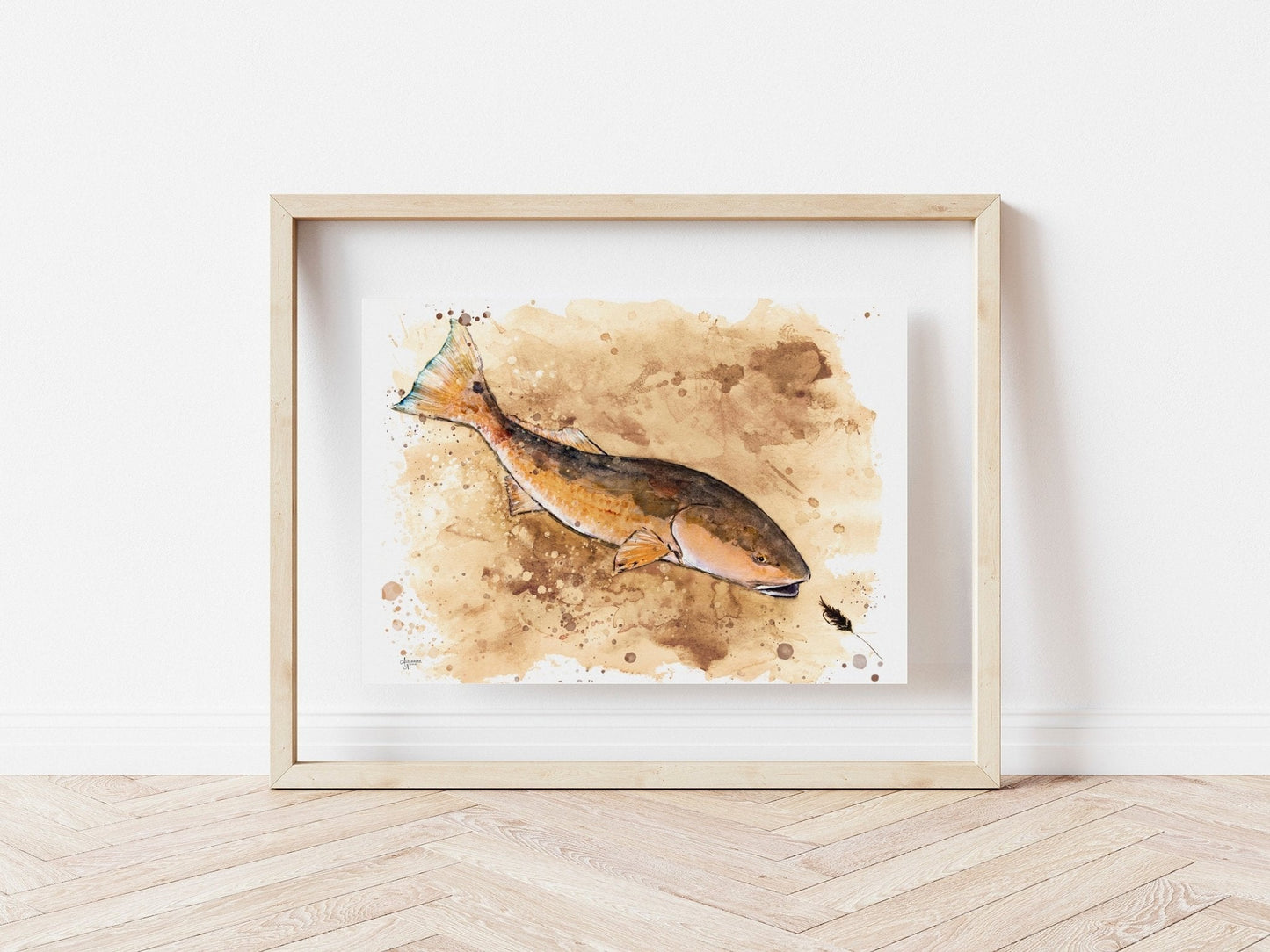 Red Fish Tea Stained Art Print - ArtByAlexandraNicole