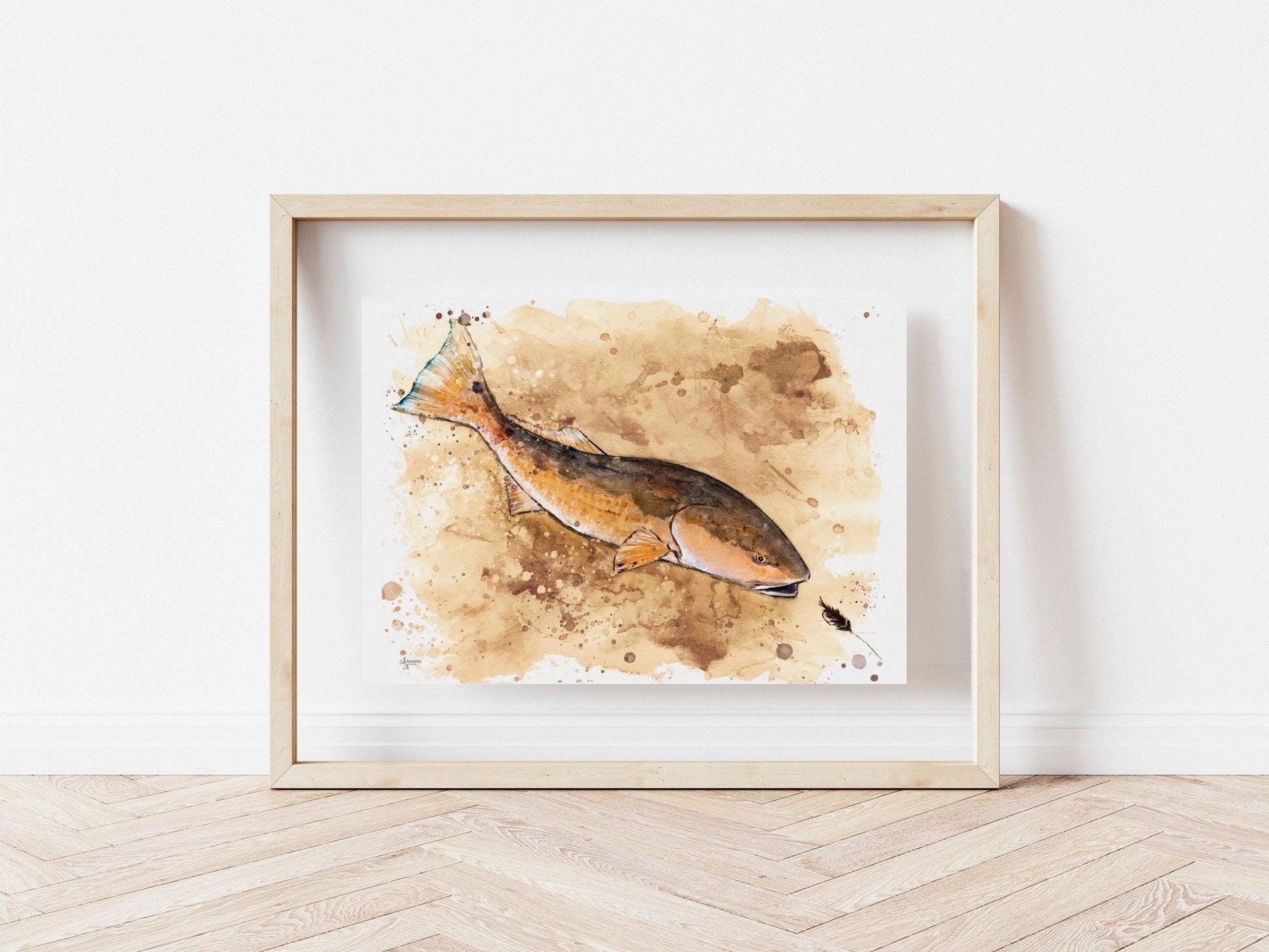 Red Fish Tea Stained Art Print - ArtByAlexandraNicole
