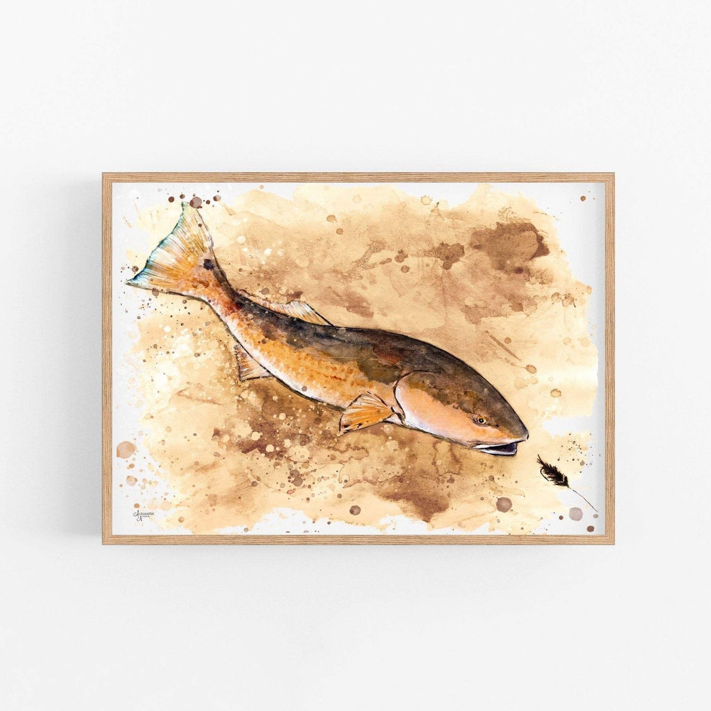 Red Fish Tea Stained Art Print - ArtByAlexandraNicole