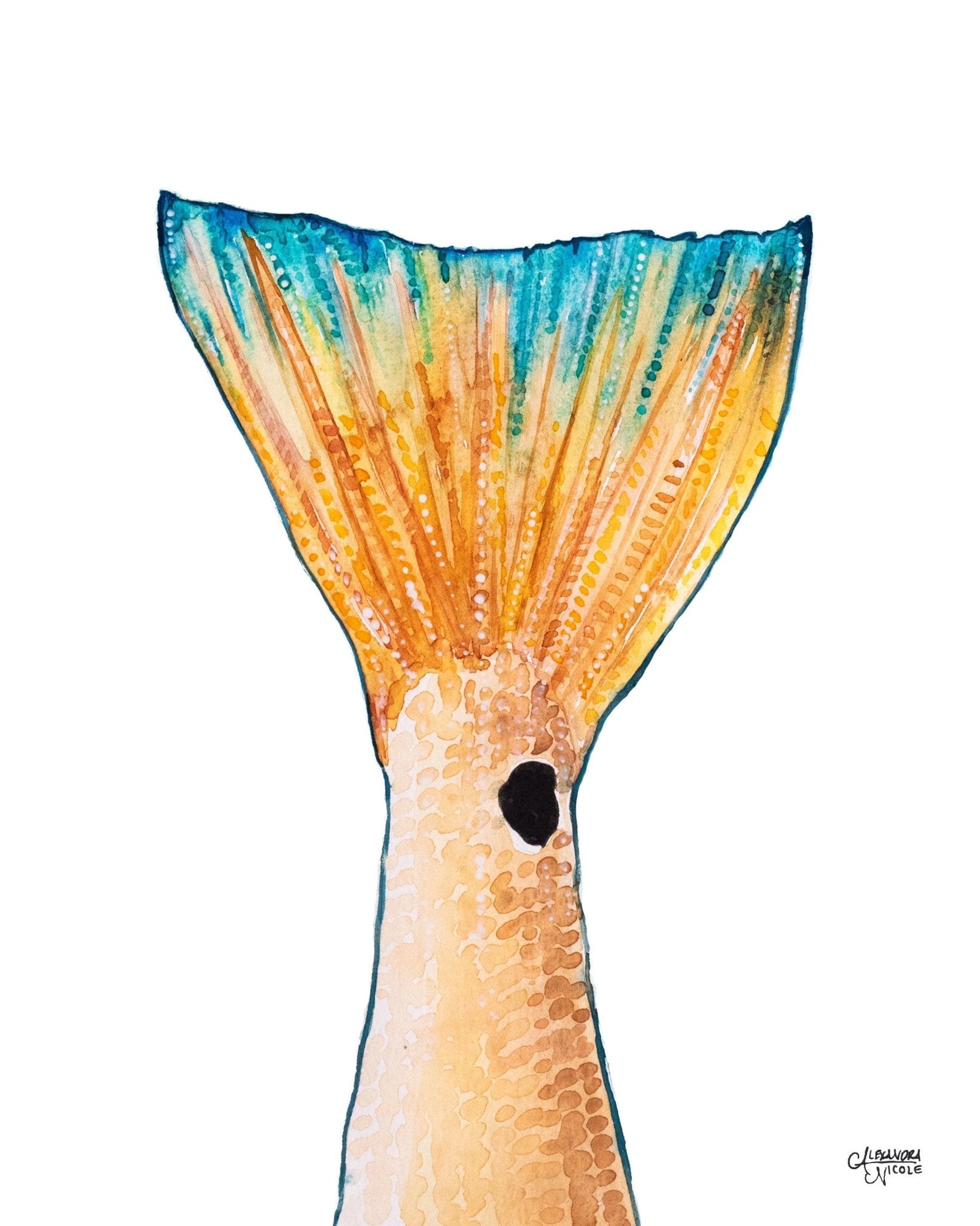 Red Fish Watercolor Fish Tail Fish Art Print - ArtByAlexandraNicole