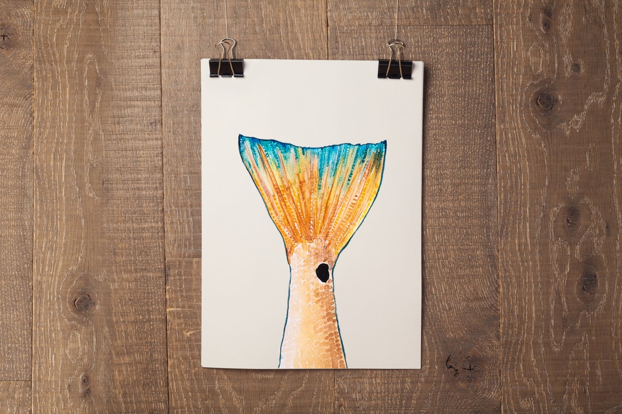 Red Fish Watercolor Fish Tail Fish Art Print - ArtByAlexandraNicole