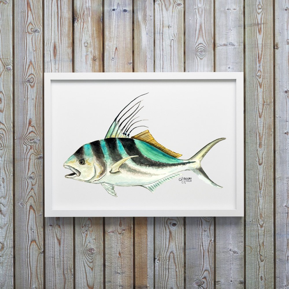 Rooster Fish Watercolor Art Print - ArtByAlexandraNicole