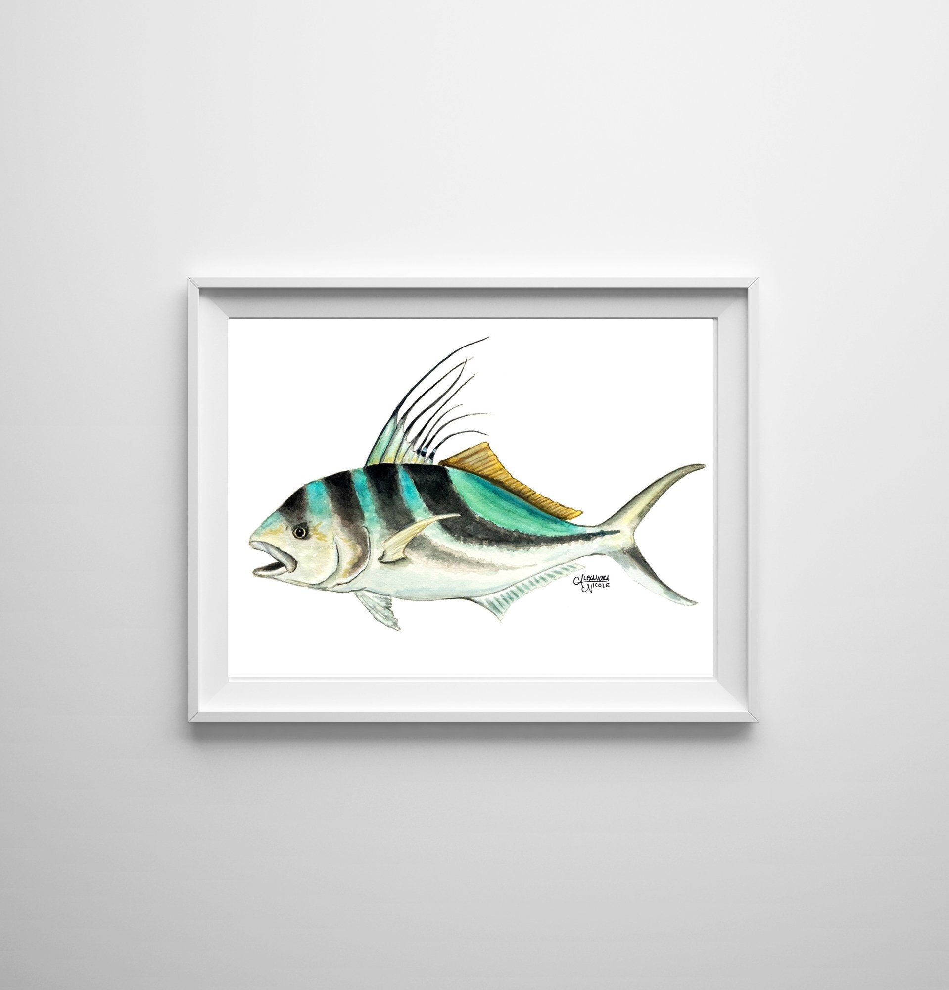 Rooster Fish Watercolor Art Print - ArtByAlexandraNicole