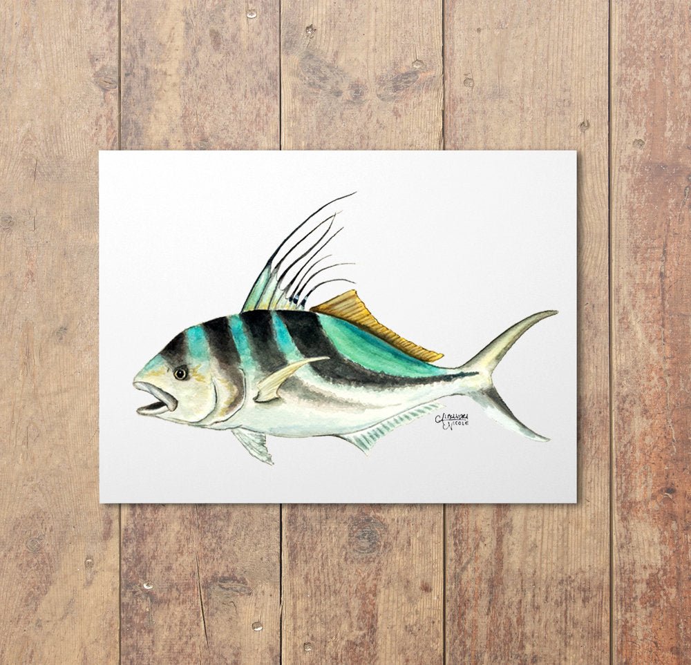 Rooster Fish Watercolor Art Print - ArtByAlexandraNicole
