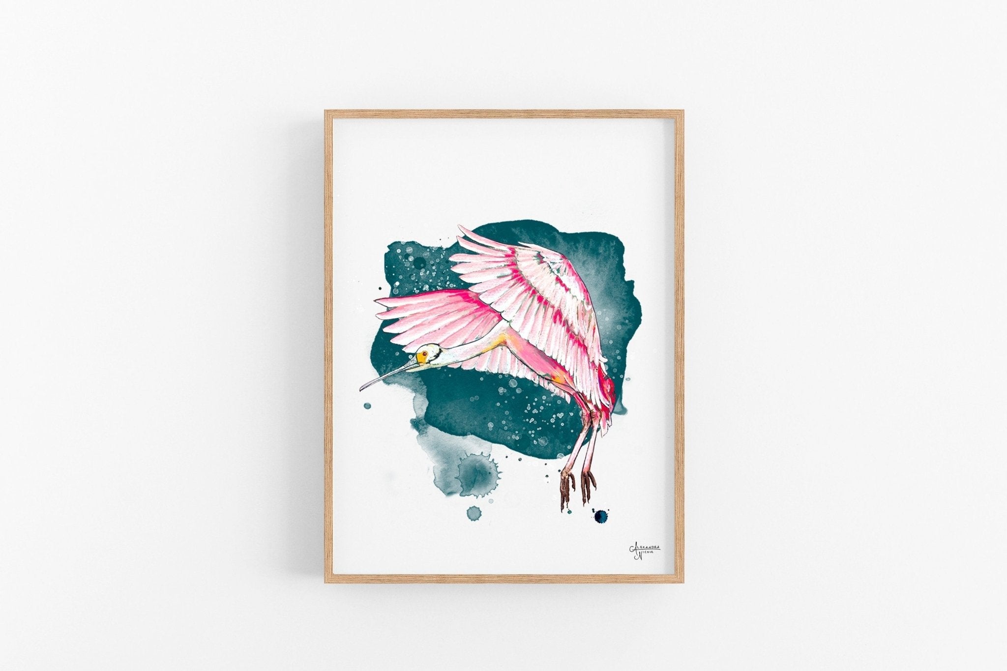 Roseate Spoonbill Fine Art Print by Coastal Artist Alexandra Nicole - ArtByAlexandraNicole
