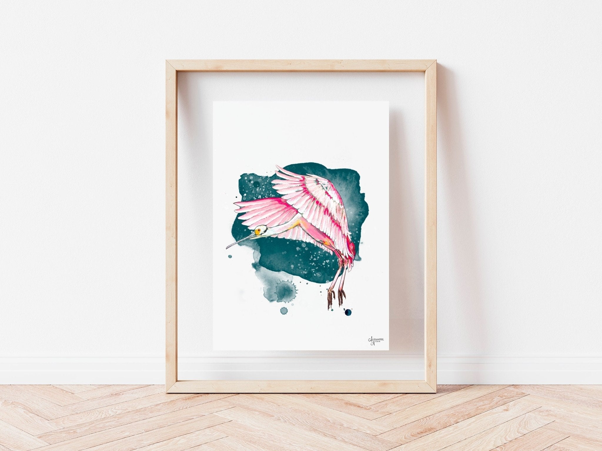 Roseate Spoonbill Fine Art Print by Coastal Artist Alexandra Nicole - ArtByAlexandraNicole