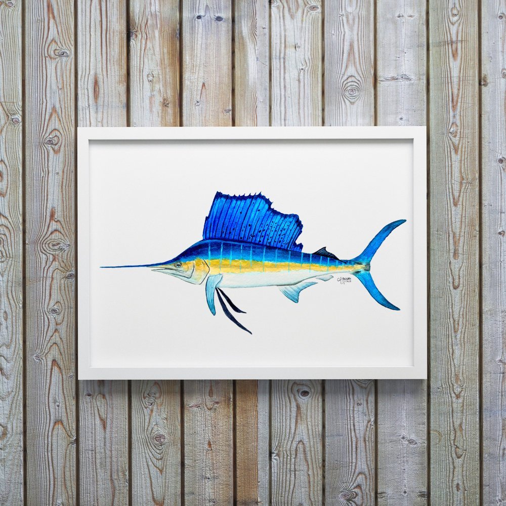 Sailfish Watercolor Art Print - ArtByAlexandraNicole