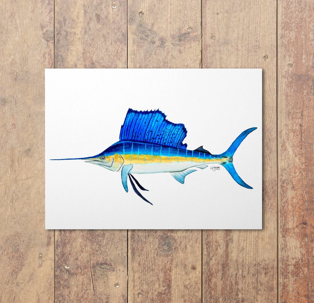 Sailfish Watercolor Art Print - ArtByAlexandraNicole