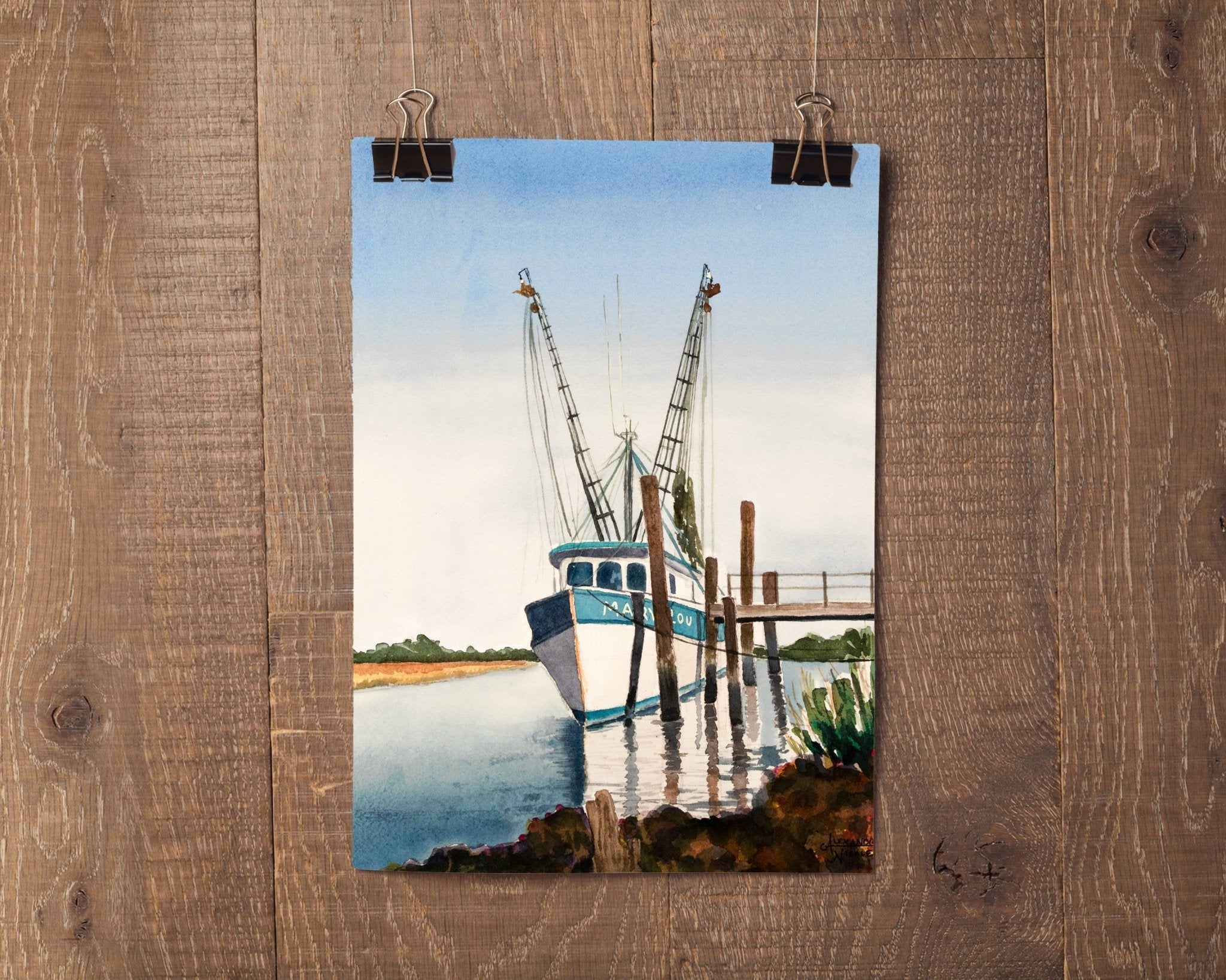 Shrimp Boat Print, Lowcountry Art - ArtByAlexandraNicole