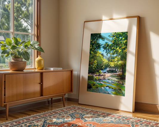 Sunlit Stream Fine Art Print: Fly Fishing River Art - ArtByAlexandraNicole