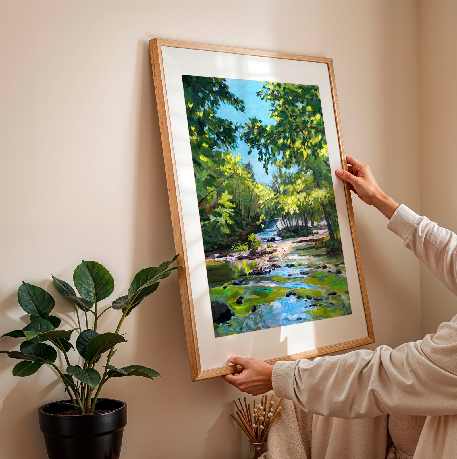 Sunlit Stream Fine Art Print: Fly Fishing River Art - ArtByAlexandraNicole