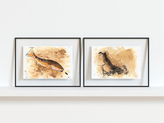 Tarpon and Red Fish Tea Stained Art Prints - ArtByAlexandraNicole