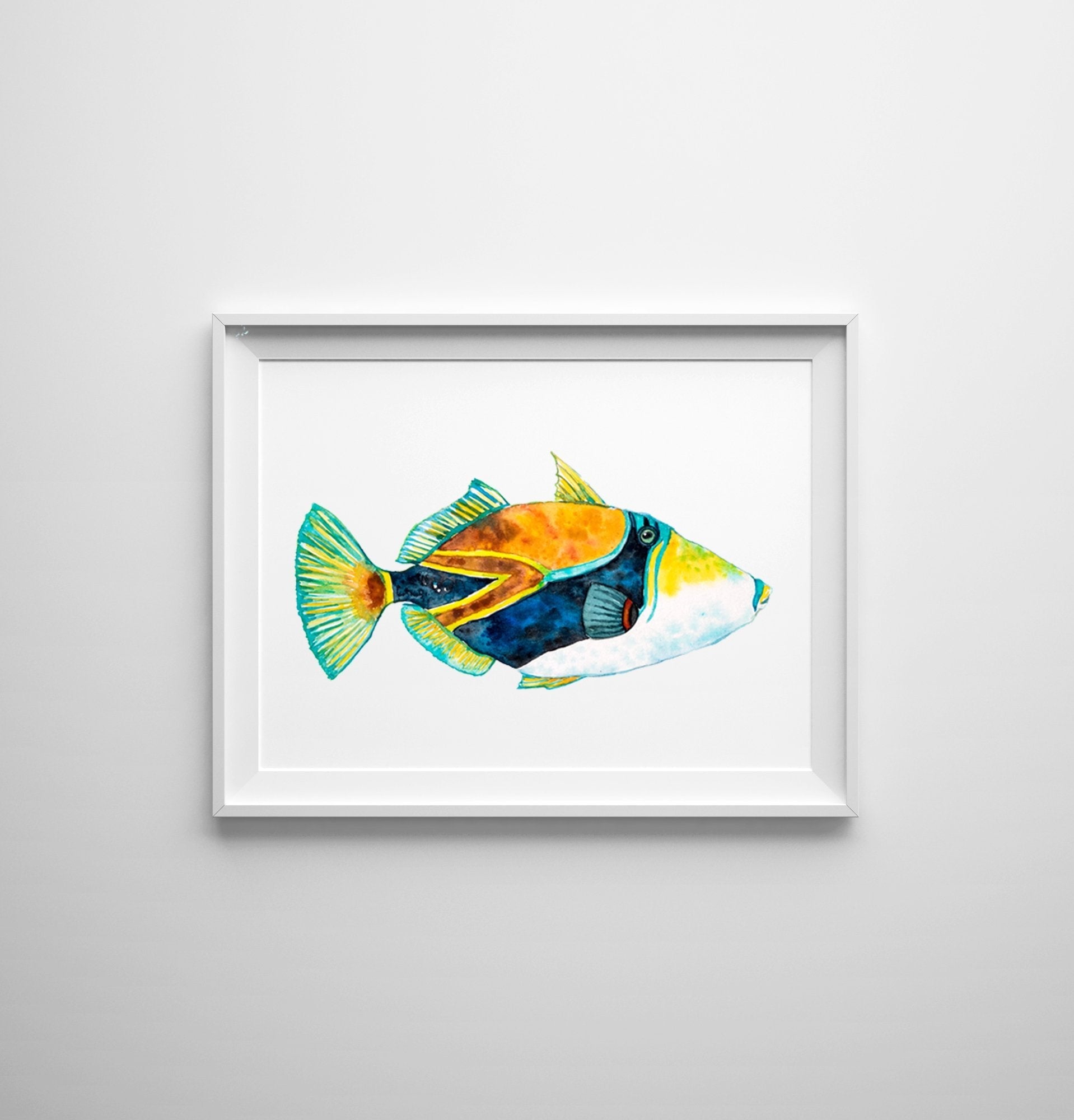 Trigger Fish Art Print or Hawaiian Reef Trigger Fish aka Humuhumunukunukuapuaa - ArtByAlexandraNicole