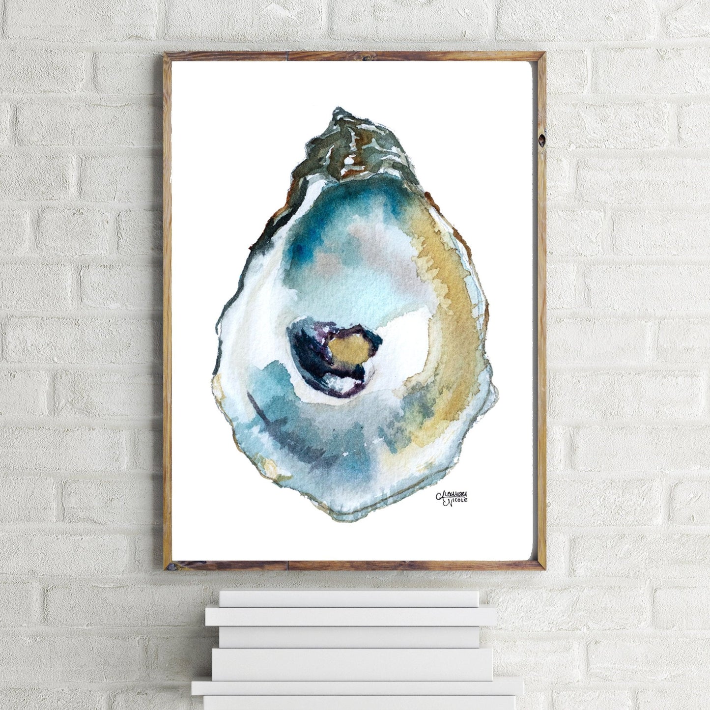 Watercolor Oyster Art Print Set of 4 - ArtByAlexandraNicole