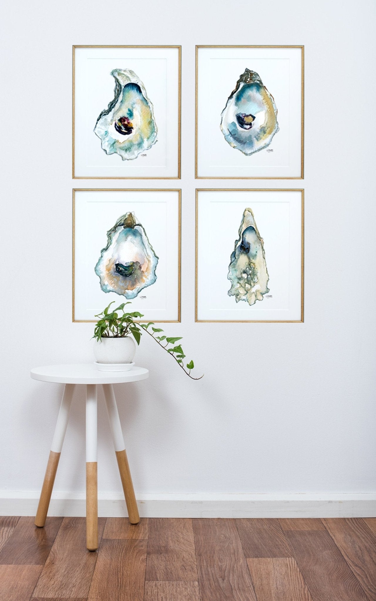 Watercolor Oyster Art Print Set of 4 - ArtByAlexandraNicole