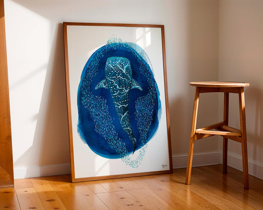 Whale Shark Watercolor Print - Ocean Marine Art - ArtByAlexandraNicole