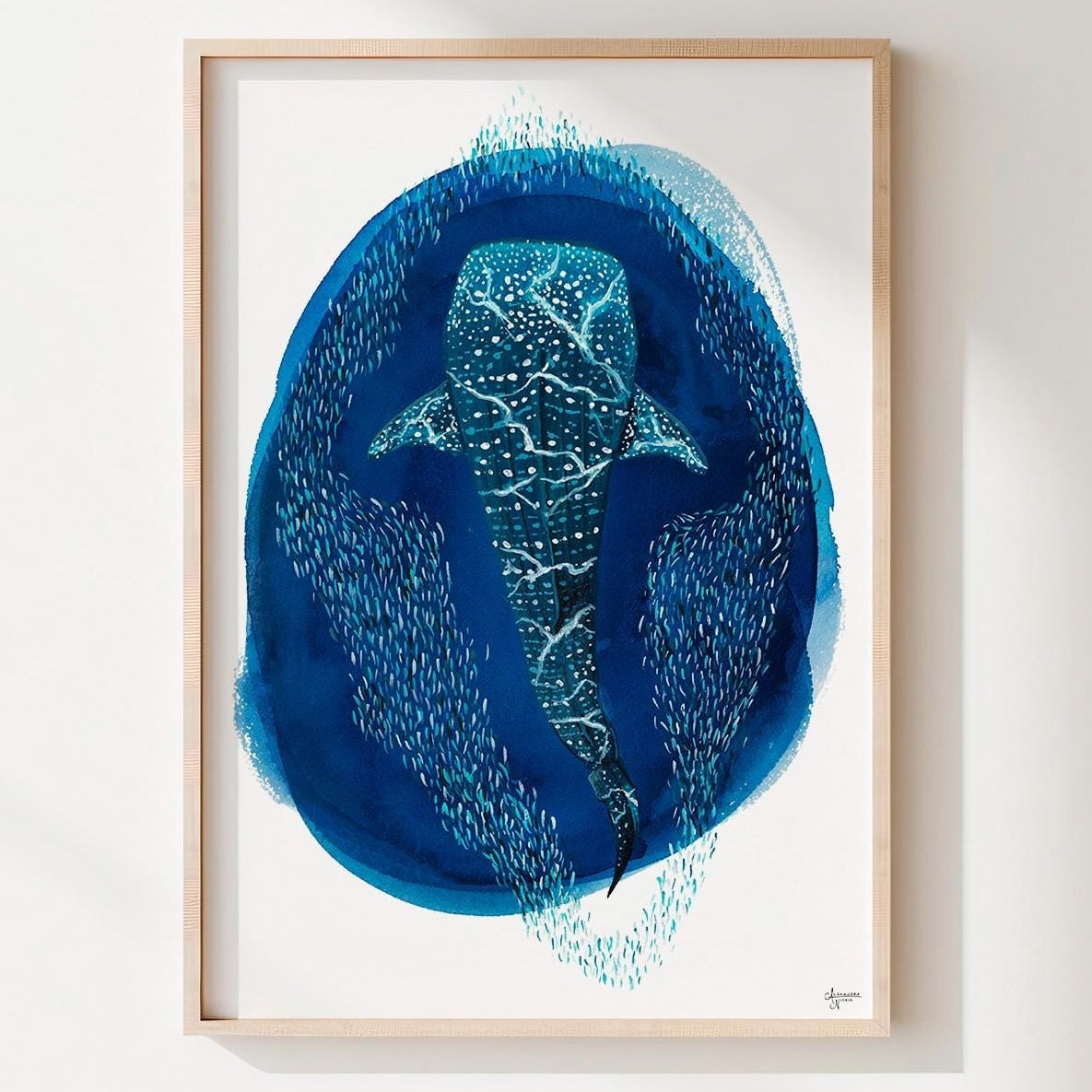 Whale Shark Watercolor Print - Ocean Marine Art - ArtByAlexandraNicole