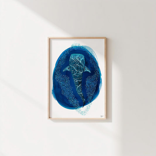 Whale Shark Watercolor Print - Ocean Marine Art - ArtByAlexandraNicole