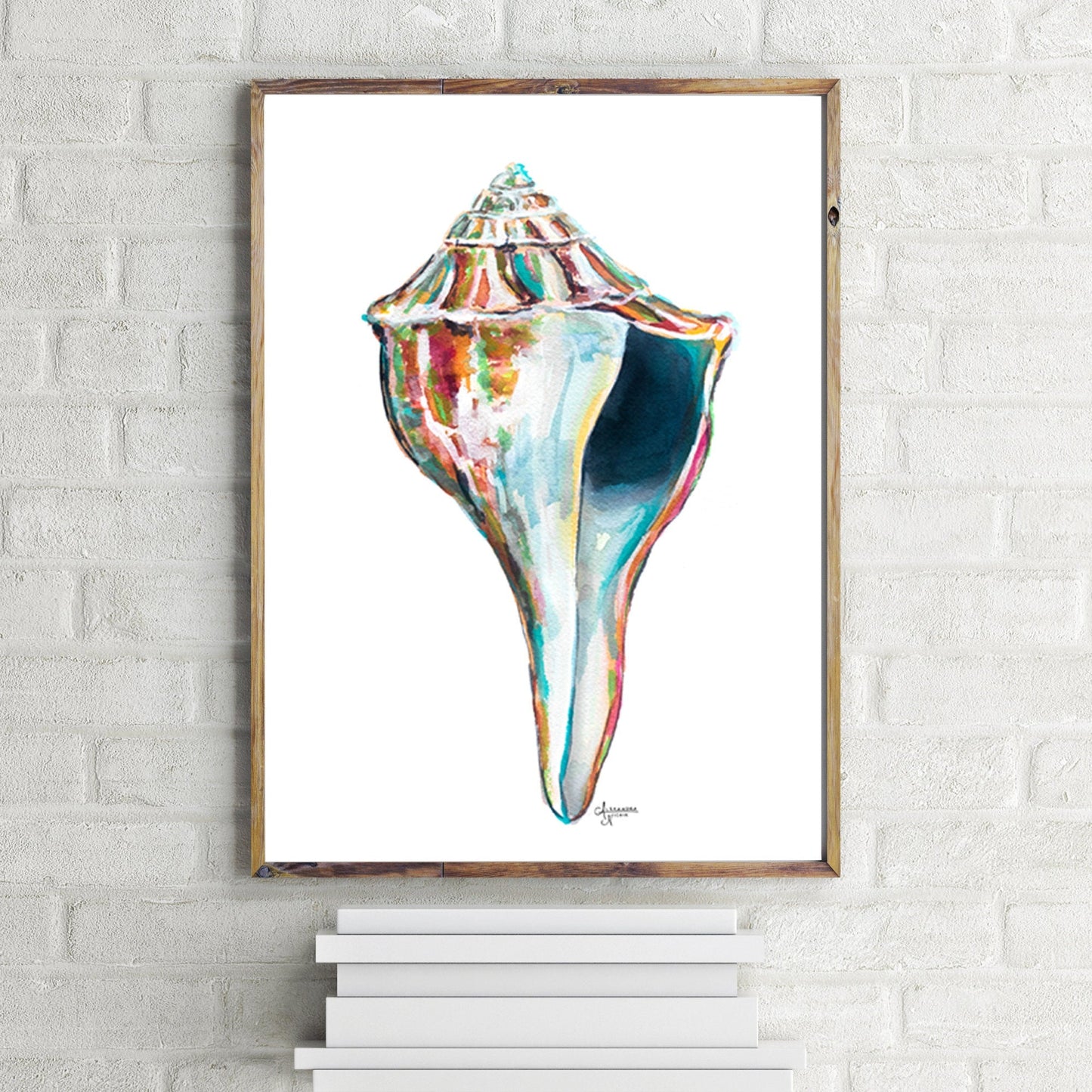 Whelk Sea Shell Watercolor Art Print, Whelk 2 - ArtByAlexandraNicole