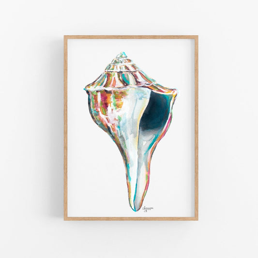 Whelk Sea Shell Watercolor Art Print, Whelk 2 - ArtByAlexandraNicole