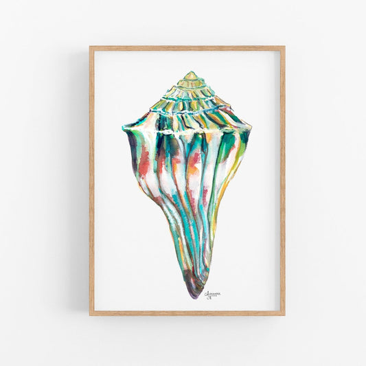 Whelk Shell Watercolor Art Print, Whelk 1 - ArtByAlexandraNicole