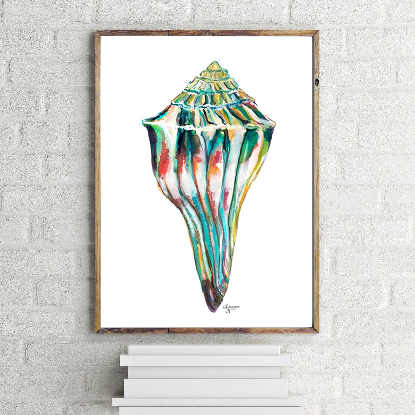 Whelk Shell Watercolor Art Print, Whelk 1 - ArtByAlexandraNicole