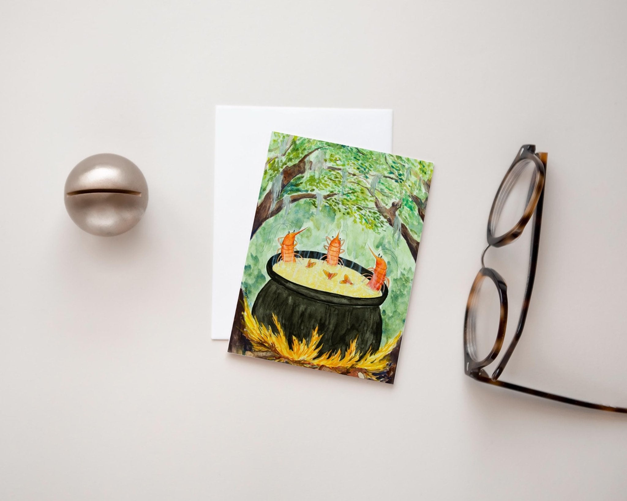 Whimsical Shrimp Notecards, Shrimp Stationery - ArtByAlexandraNicole