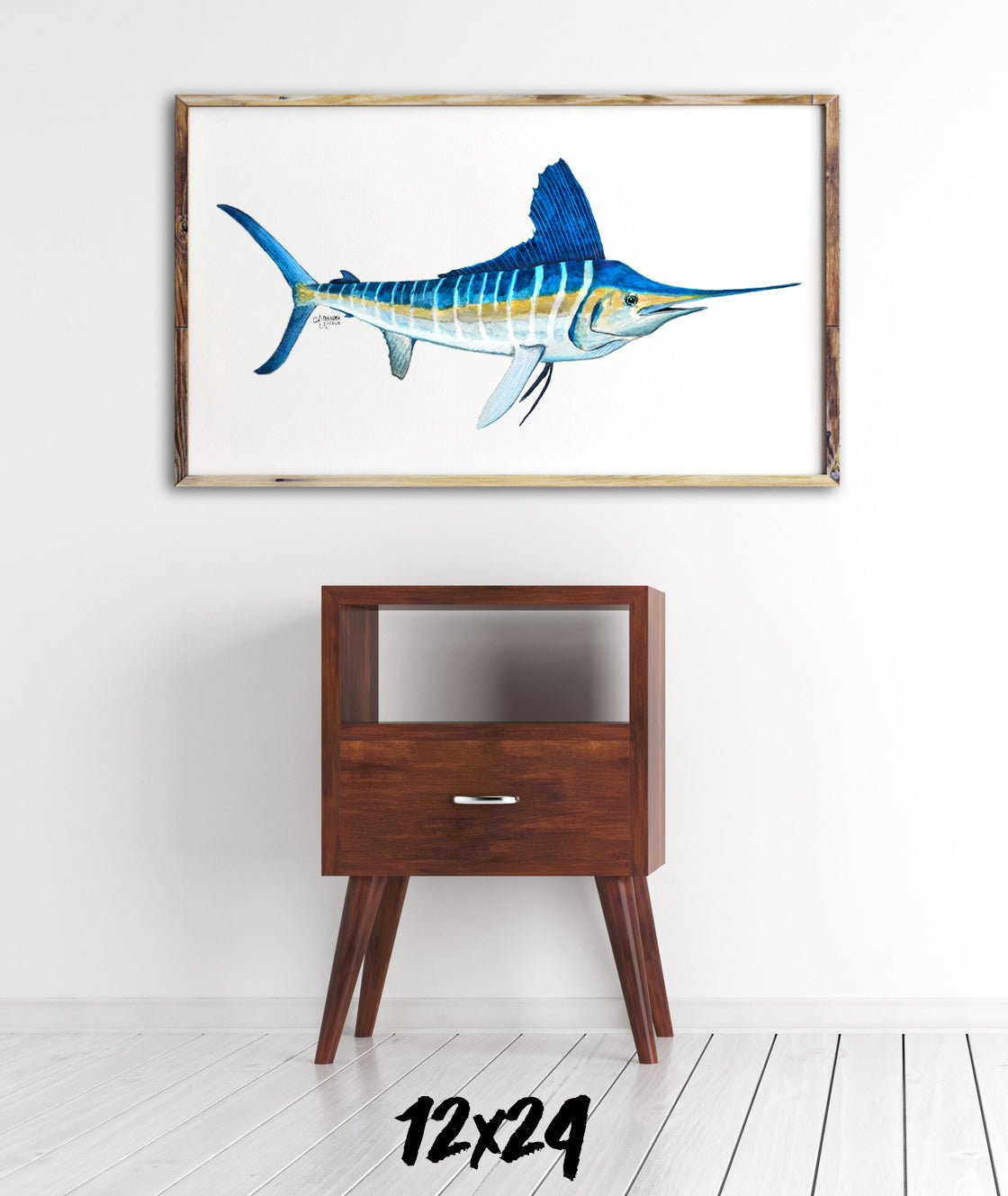 White Marlin Fish Watercolor Art Print, Fish Decor - ArtByAlexandraNicole