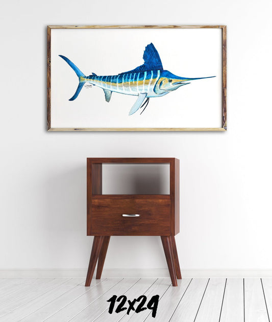 White Marlin Fish Watercolor Art Print, Fish Decor - ArtByAlexandraNicole