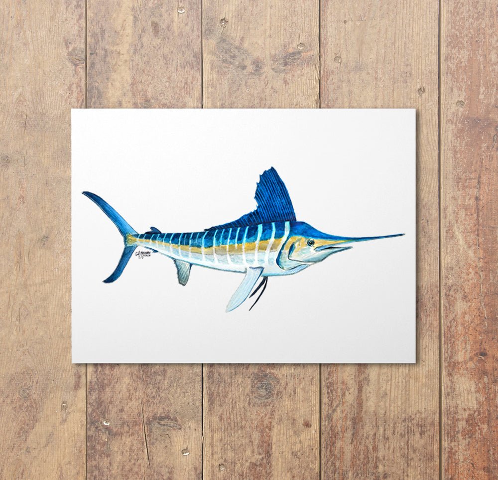 White Marlin Fish Watercolor Art Print, Fish Decor - ArtByAlexandraNicole