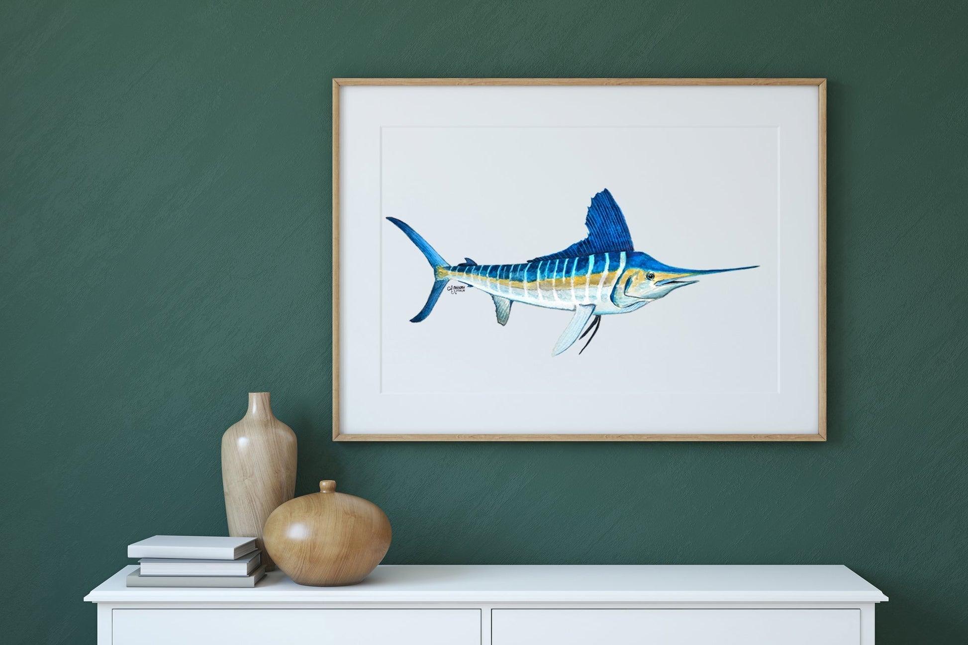 White Marlin Fish Watercolor Art Print, Fish Decor - ArtByAlexandraNicole