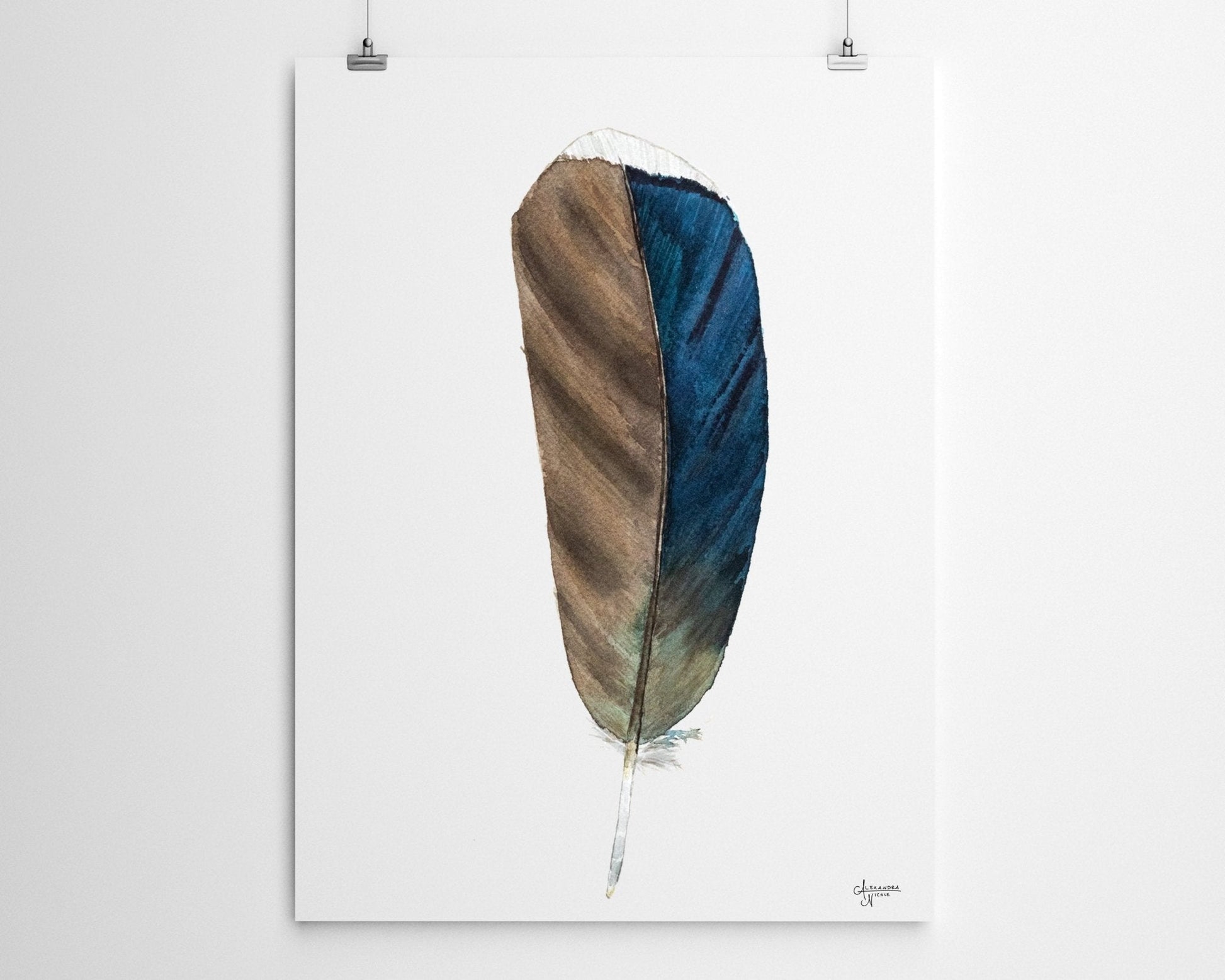 Wood Duck Feather 1, Brown Feather Print - ArtByAlexandraNicole