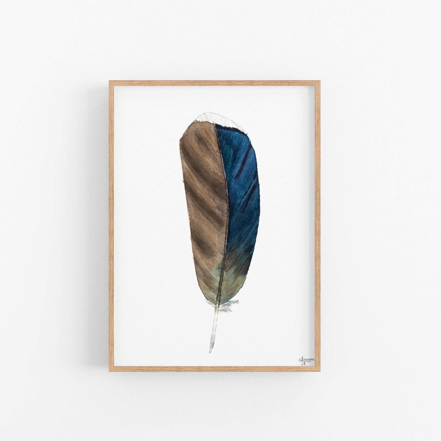 Wood Duck Feather 1, Brown Feather Print - ArtByAlexandraNicole