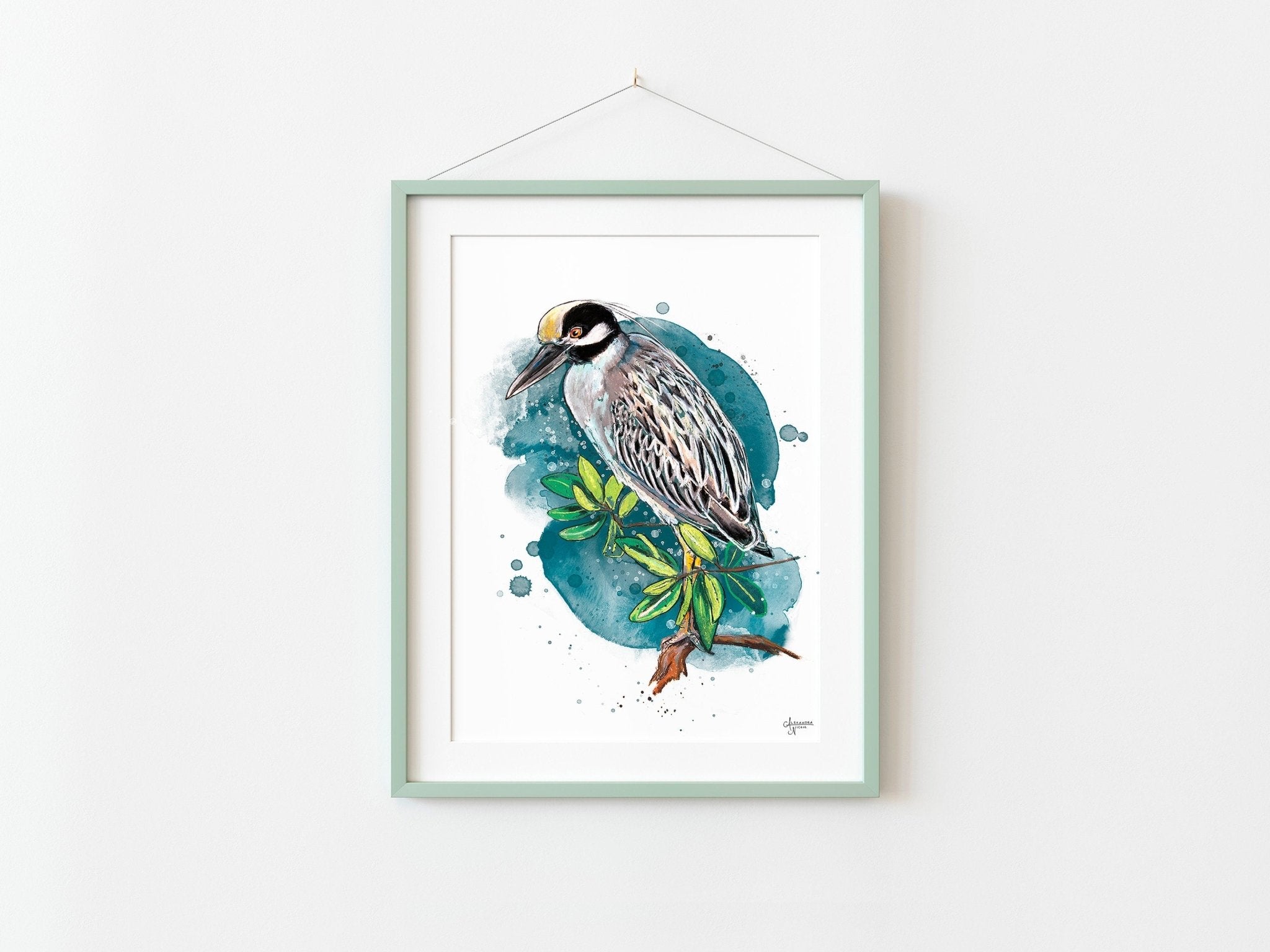 Yellow Crowned Night Heron - ArtByAlexandraNicole