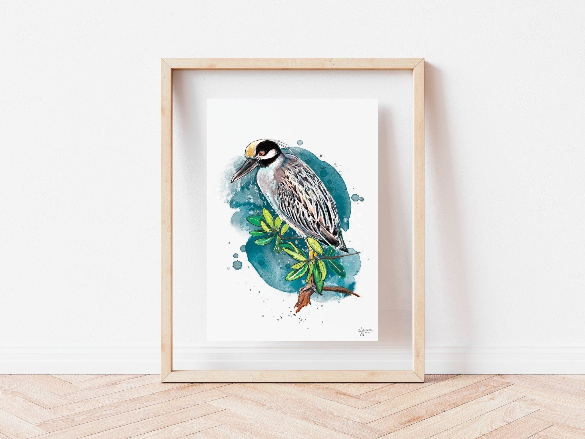 Yellow Crowned Night Heron - ArtByAlexandraNicole