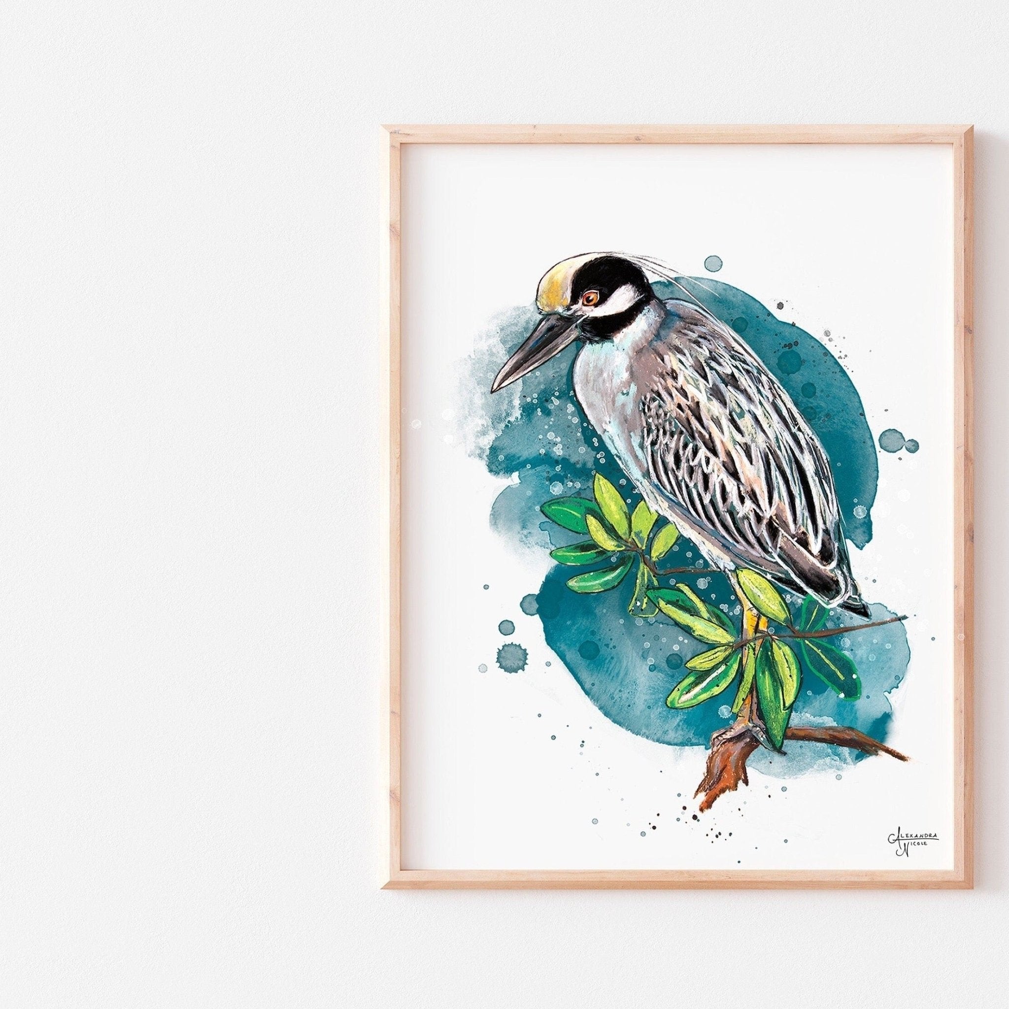 Yellow Crowned Night Heron - ArtByAlexandraNicole
