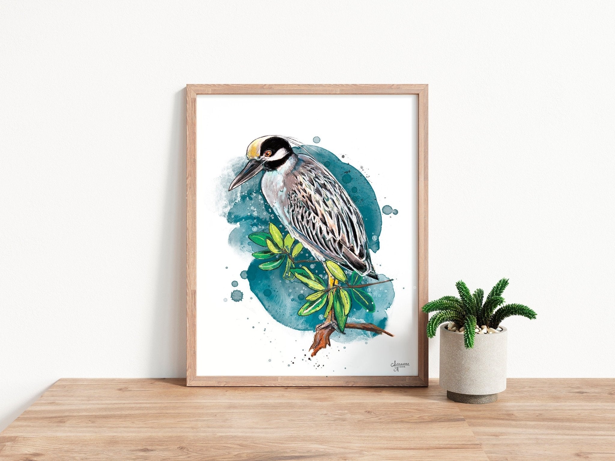 Yellow Crowned Night Heron - ArtByAlexandraNicole