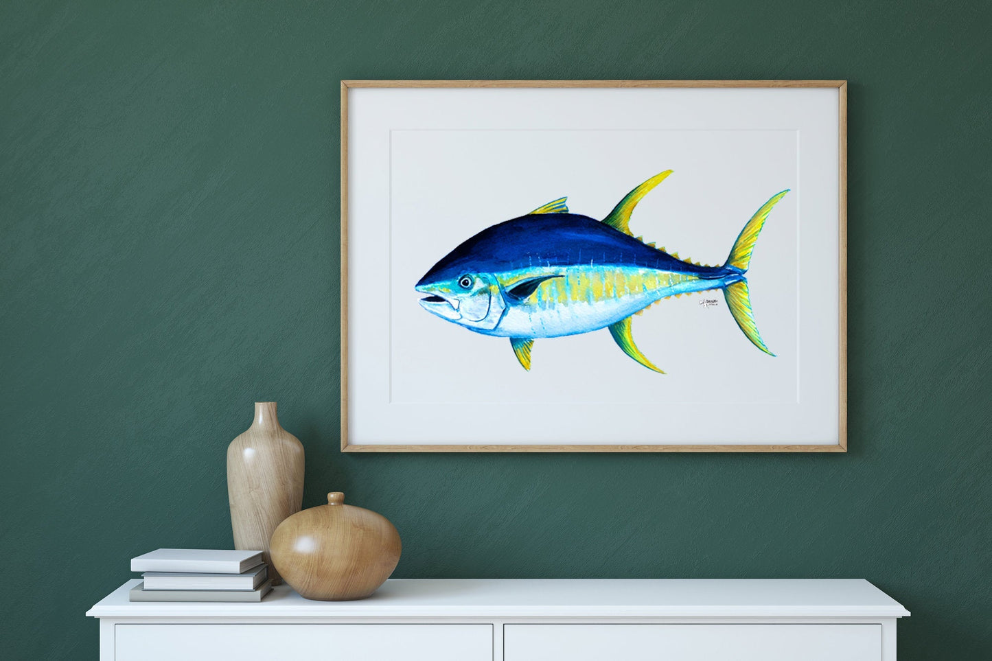 Yellowfin Tuna Watercolor Art Print - ArtByAlexandraNicole
