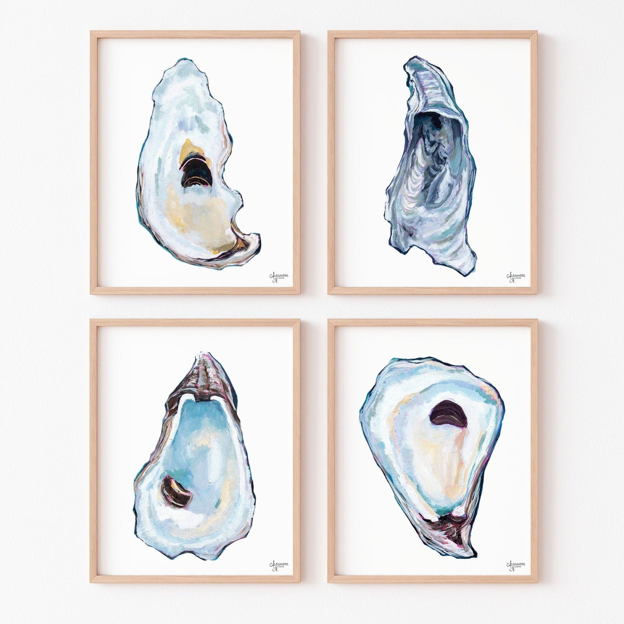 Atlantic Oysters Print Set of 4 - ArtByAlexandraNicole