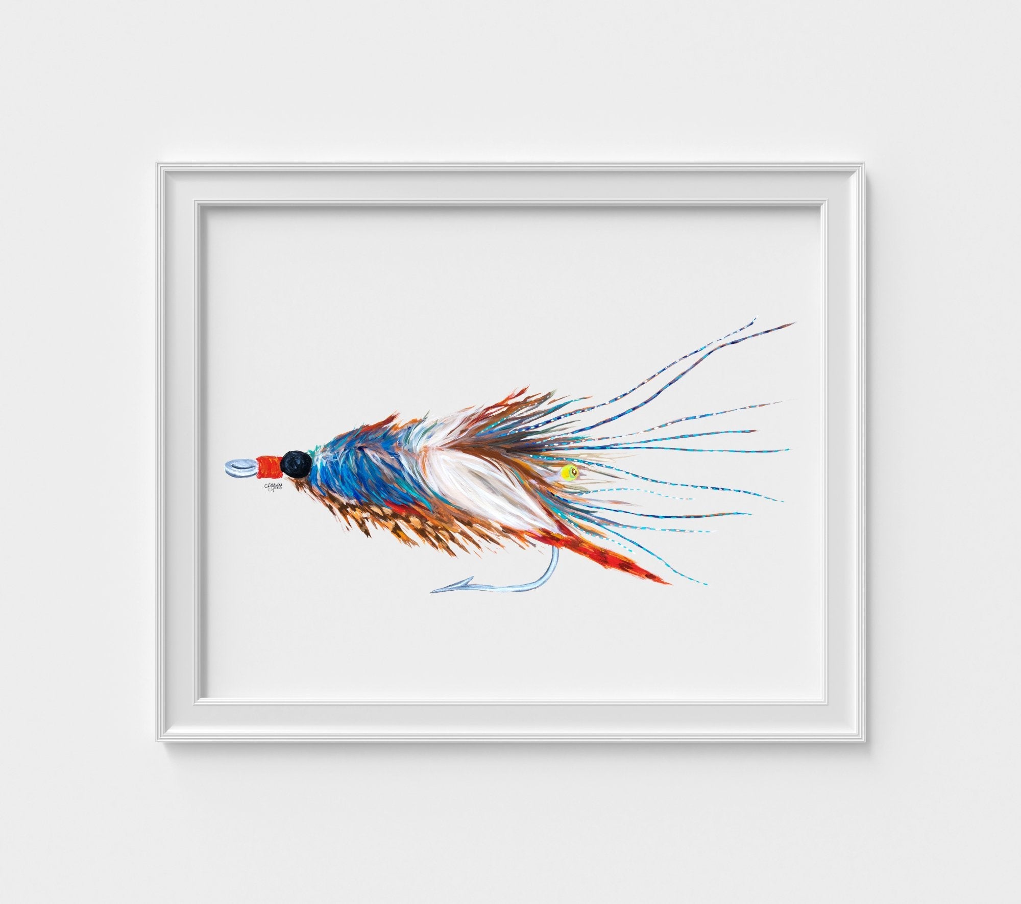 Blue Crab Pattern Saltwater Fly Art Print - ArtByAlexandraNicole